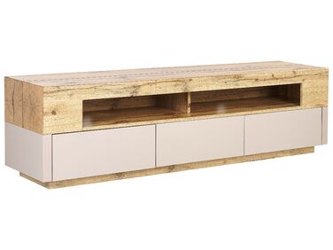 Mueble TV madera clara/beige 160 x 40 cm ANTONIO