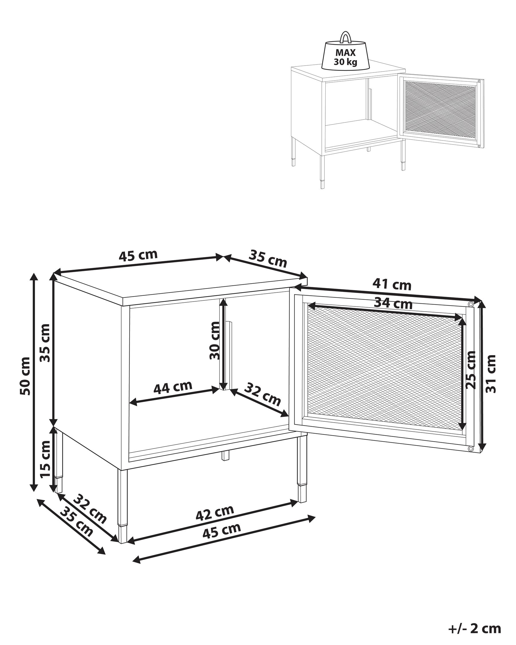 Mesh Door Steel Bedside Table Black OSSETT_957987