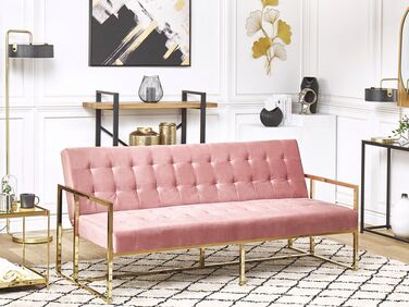 Velvet Sofa Bed Pink MARSTAL