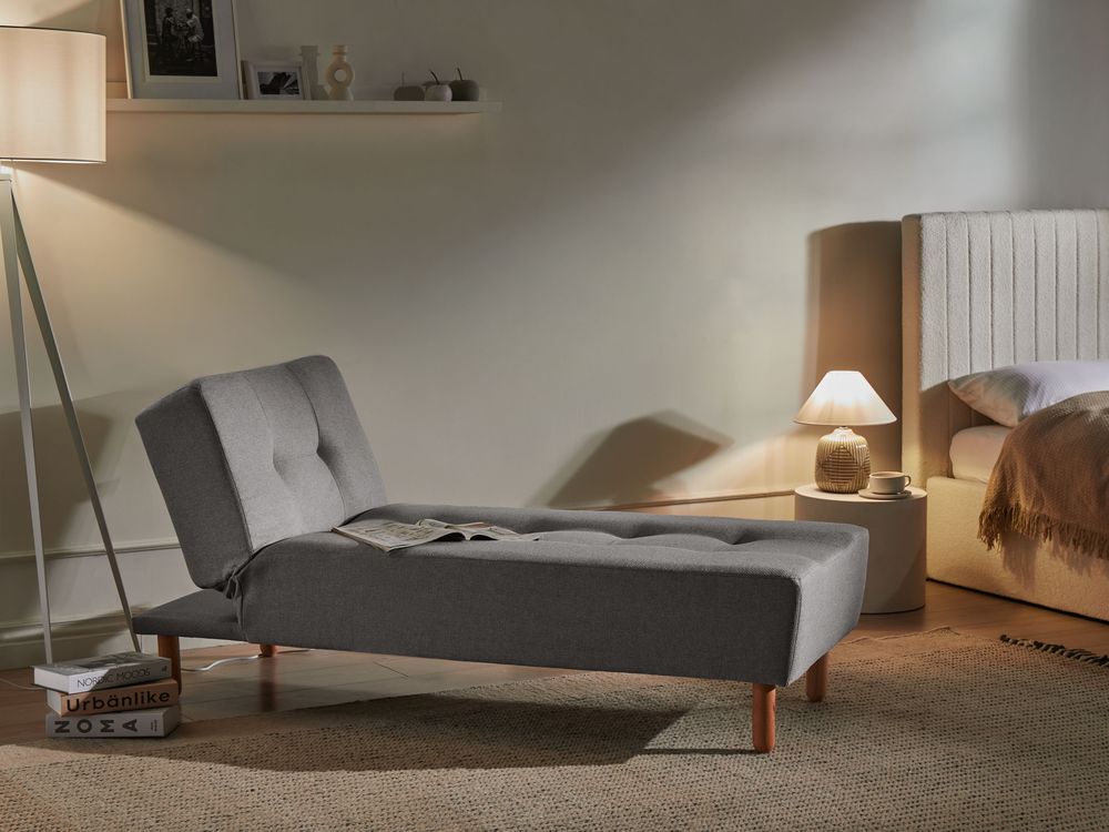Chaise Longue ALSTEN Fabric Dark Grey