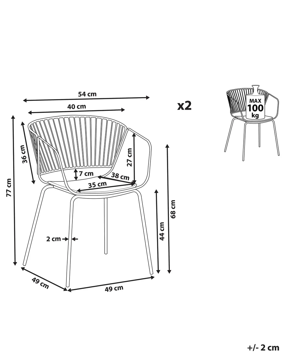 Set of 2 Dining Chairs RIGBY Metal Black_805366