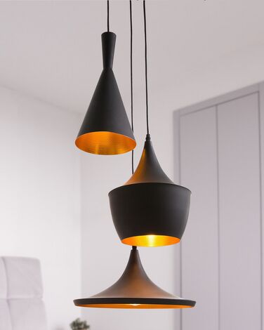 3 Light Ceiling Lamp Black CARSON