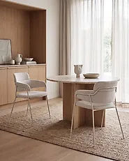 Set of 2 Dining Chairs PAONIA Chenille Light Beige_1184054