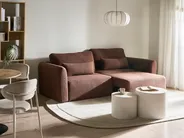 Sofa rozkładana dla 3 osób VAXHOLM ze schowkiem Boucle Brązowy_1026752