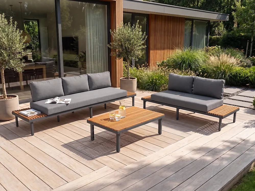 Divano da giardino 3 posti FIVIZZANO Legno d'acacia Grigio scuro_1159323
