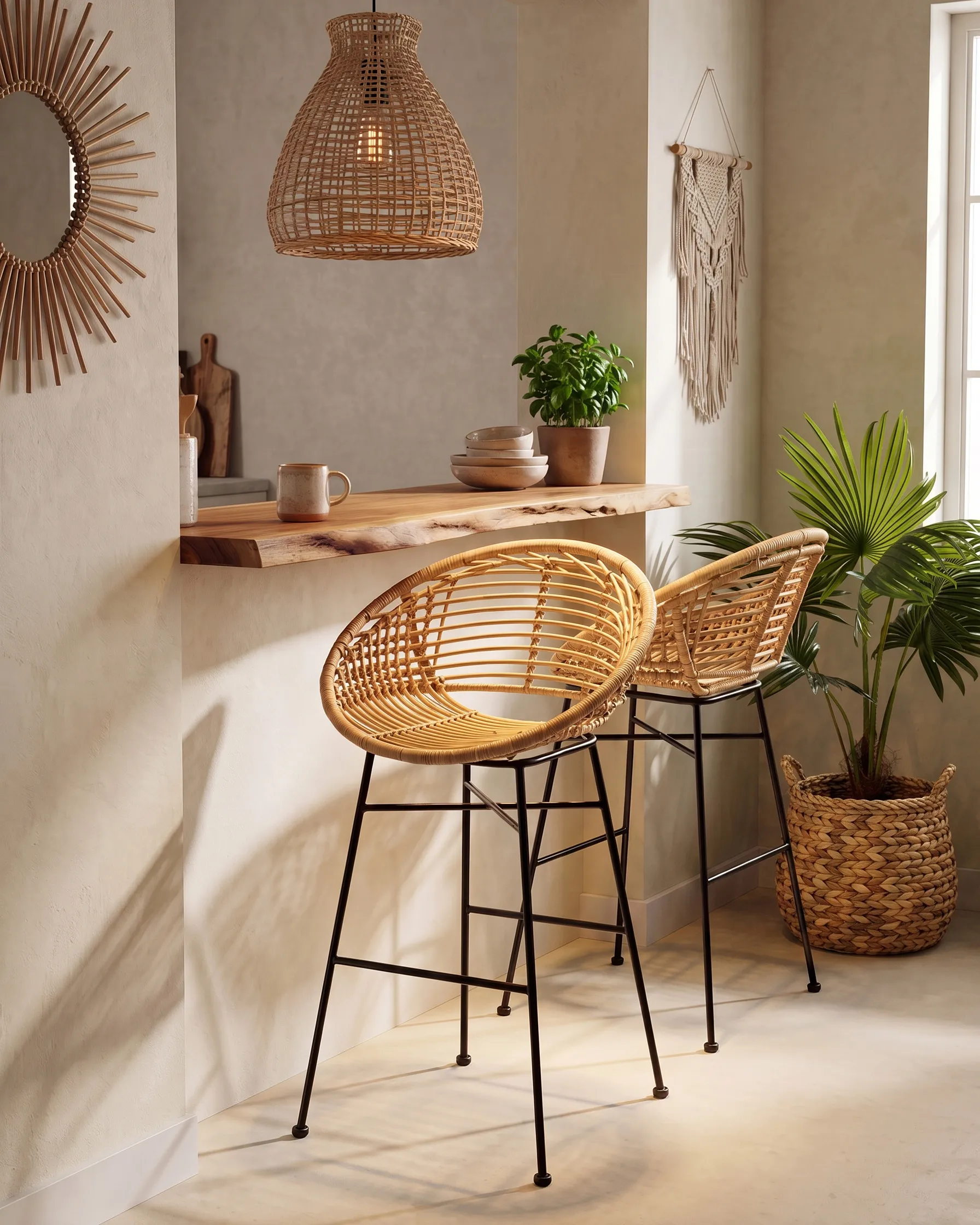 Set di 2 sedie alte WINDOM Rattan Naturale_1072223
