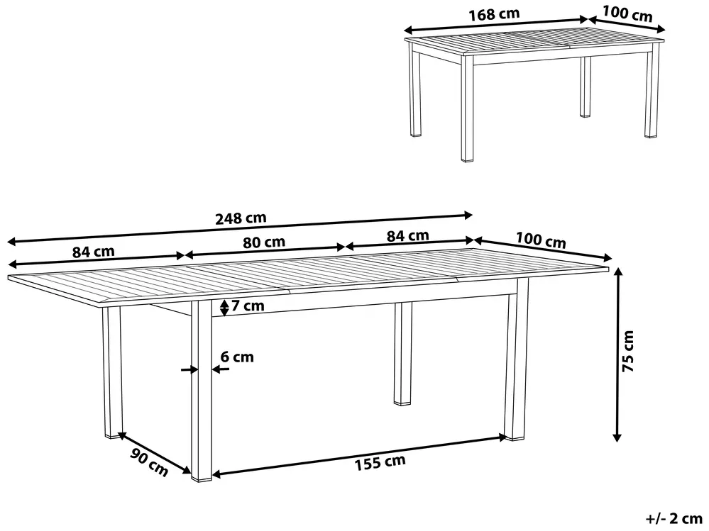 Extending Garden Dining Table PANCOLE 168/248 cm 100 cm Metal Grey_797457