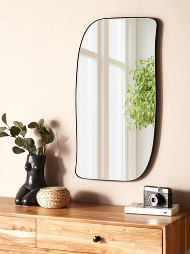 Metal Wall Mirror 37 x 70 cm Black MONTCLUS