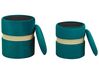 Conjunto de 2 tamboretes com arrumação em veludo verde MEDFORD_876793