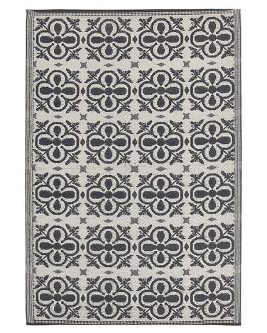 Outdoor Teppich schwarz / weiss 120 x 180 cm geometrisches Muster Kurzflor NELLUR