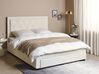 Zamatová posteľ s úložným priestorom 160 x 200 cm krémová LIEVIN_902423