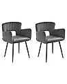 Set of 2 Dining Chairs SANILAC Velvet Dark Grey