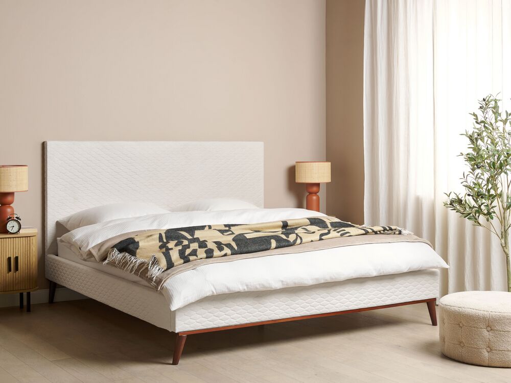 Bed Velvet BAYONNE 180 x 200 cm (EU Super King) Off-White