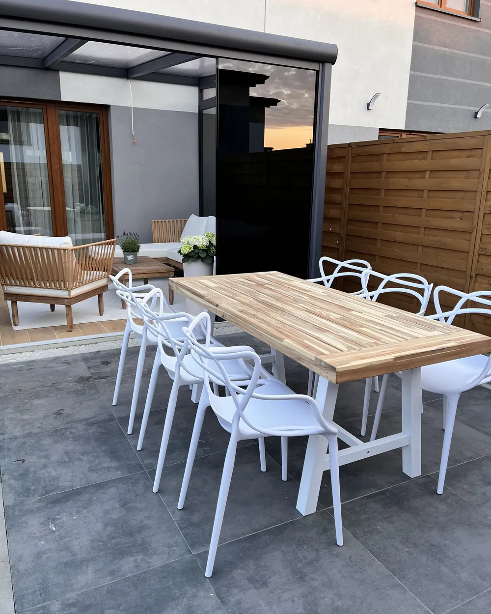 Garden Dining Table SCANIA 170 cm 80 cm Acacia Wood White_879063