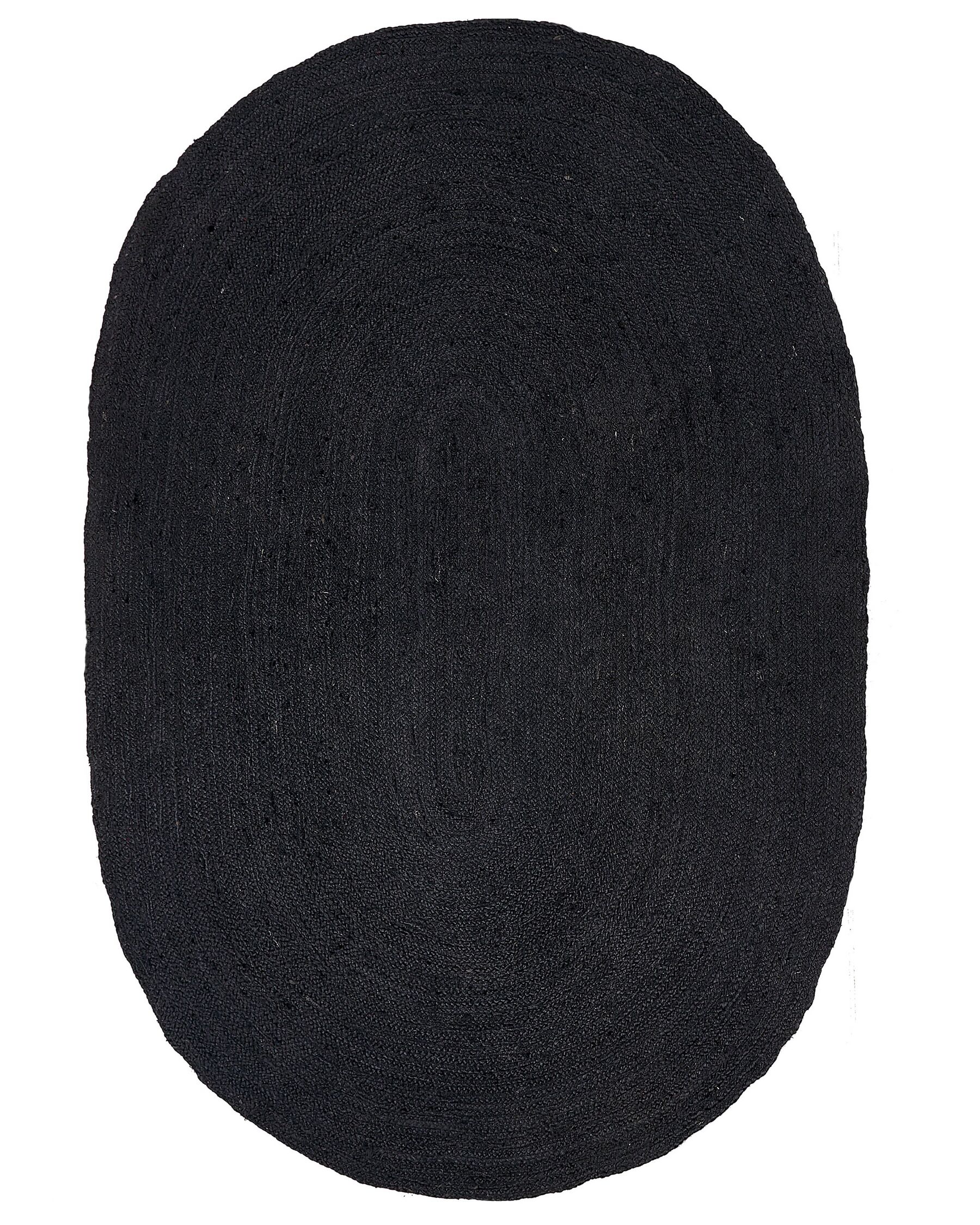 Oval Jute Area Rug 160 x 230 cm Black DEMIRCI_886459