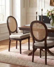 Set van 2 stoelen NIVLOC Hout Donkerbruin/beige_1095723