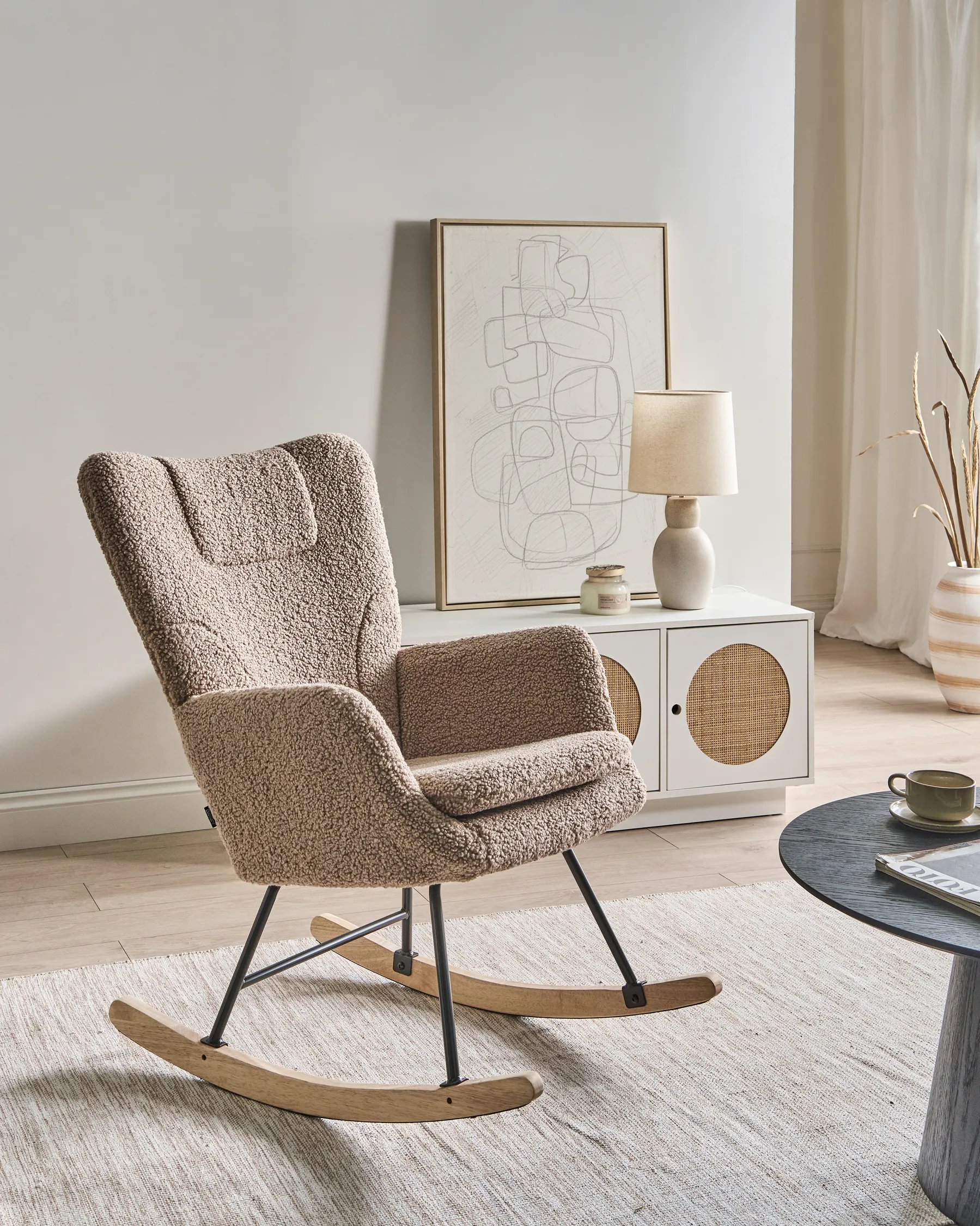 Rocking Chair SANDVE Boucle Taupe_1033085