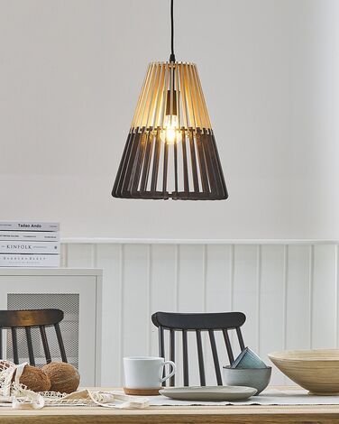 Pendant Lamp Light Wood Black CAVALLA