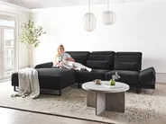 Corner Sofa 4 Seater IKAST Fabric Black Right Hand_959926