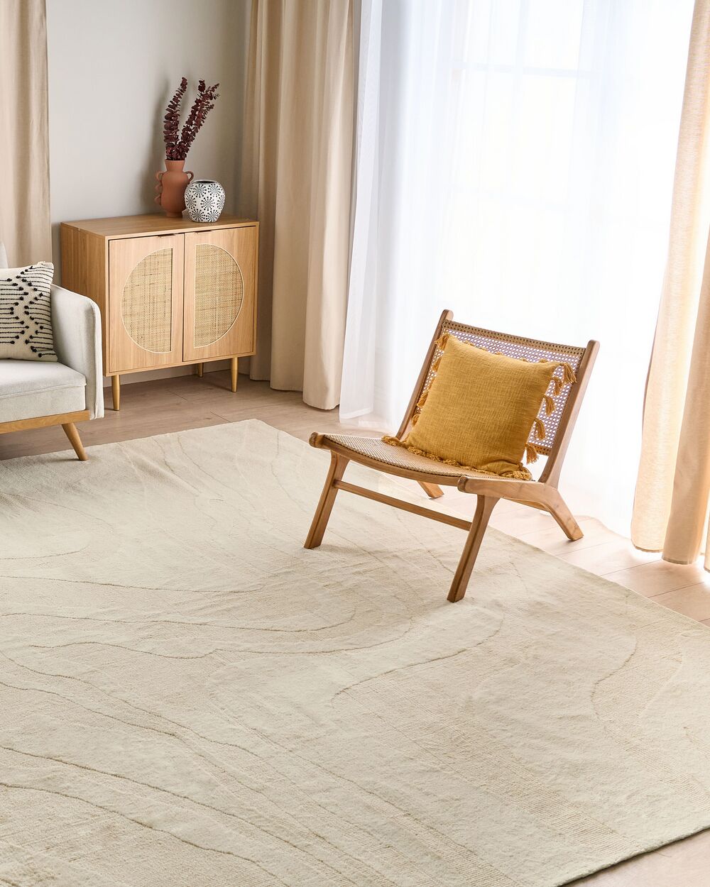 Gulvtæppe SASNAK Beige 300 x 400 cm Uld