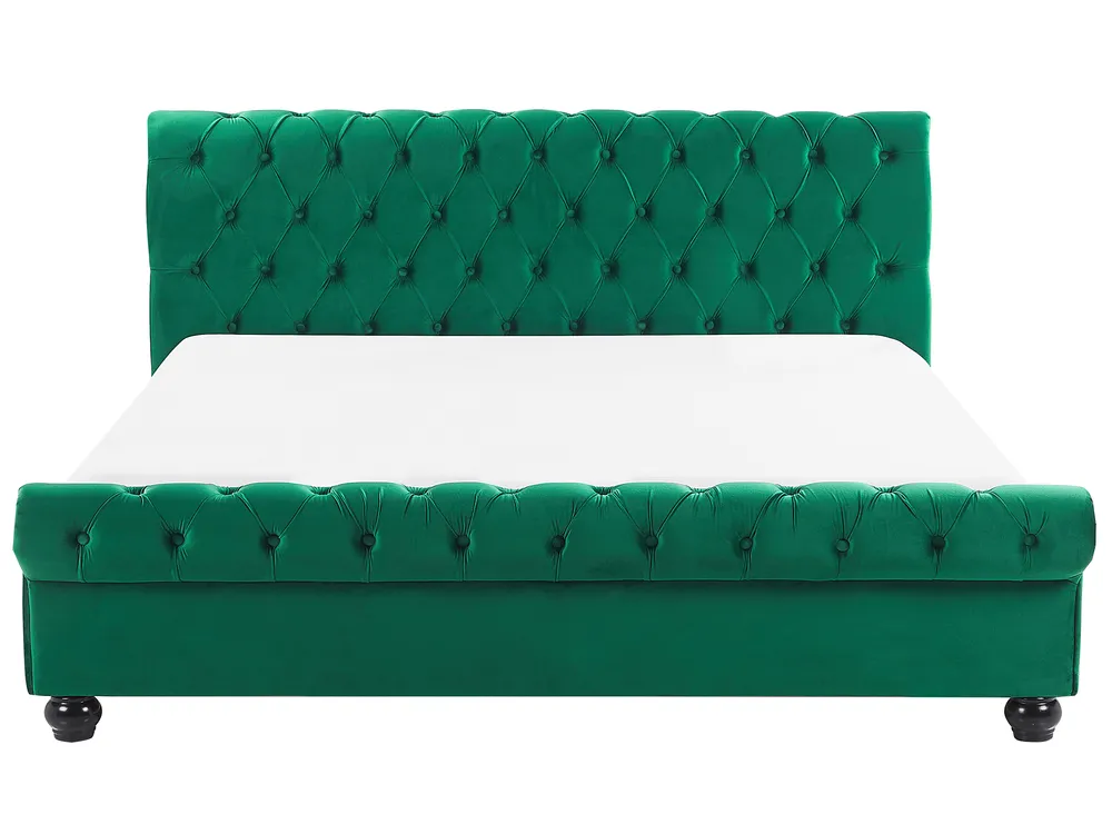 Wasserbett Samtstoff AVALLON 160 x 200 cm Smaragdgrün_846841