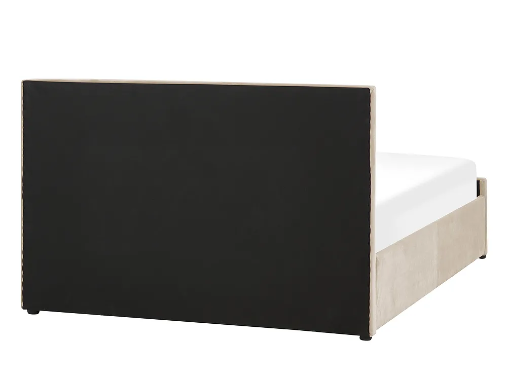 Bett mit Stauraum ROCHEFORT Samtstoff Beige 140 x 200 cm_857279