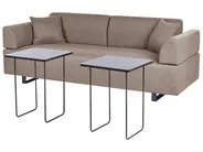 Sofa 3 Seater SOKNA with Tables Fabric Taupe_952890