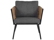 Bistro Set with Cushions GARGANO PE Rattan Light Brown_812224