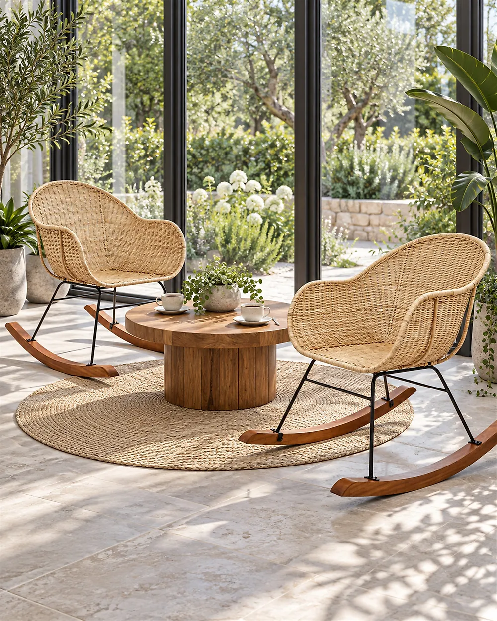 Conjunto de 2 mecedoras LAVINIO Ratán Natural_1185225