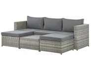 Garden Corner Sofa with Table 5 Seater SABBIA Modular PE Rattan Light Grey Left Hand_808993