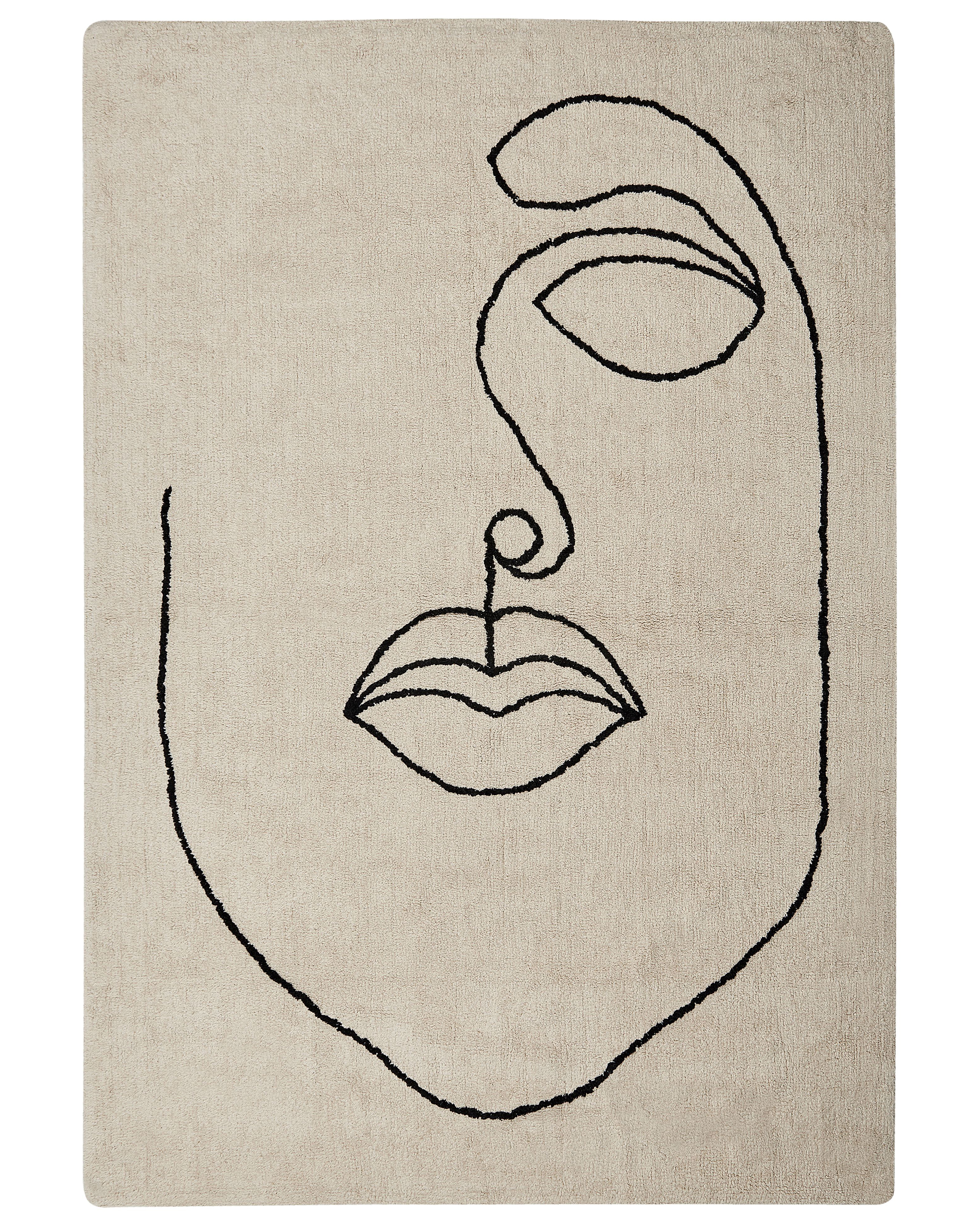 Teppich Baumwolle beige 160 x 230 cm Gesichtsmotiv Kurzflor BAYIR_840027