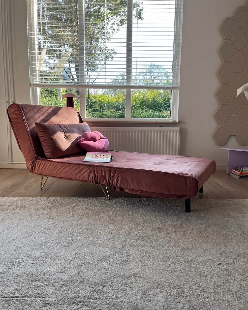 Divano letto posti VESTFOLD Velluto Rosa