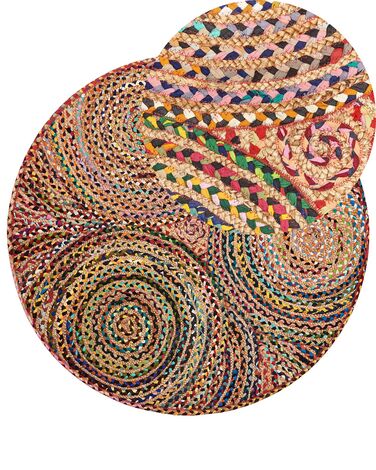 Round Cotton Area Rug ⌀ 140 cm Multicolour YENICE