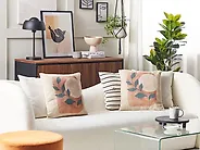 Set of 2 Decorative Cushions CALLIOPSIS 45 x 45 cm White Abstract Pattern_1178234