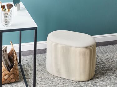 Velvet Storage Pouffe Light Beige RICHLAND