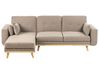 Corner Sofa Bed 3 Seater KAARINA Fabric Light Brown Right Hand