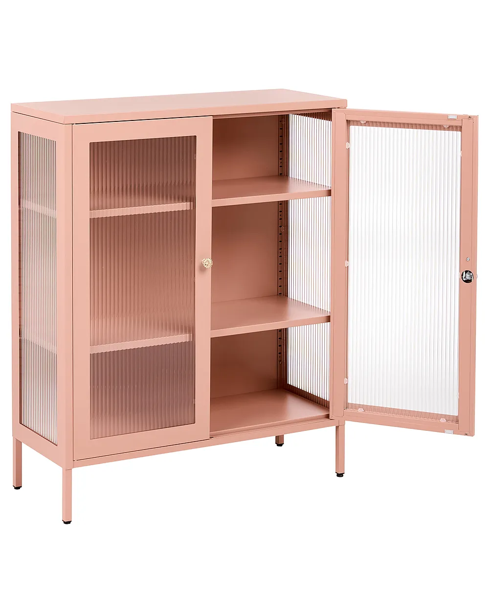 Vetrina in vetro HARLYN  90 cm Metallo Rosa pesca_1160804