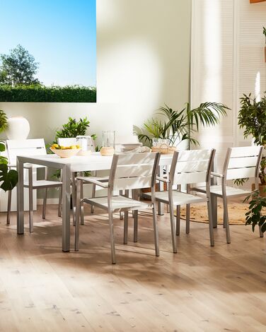 Set of 6 Garden Dining Chairs White VERNIO