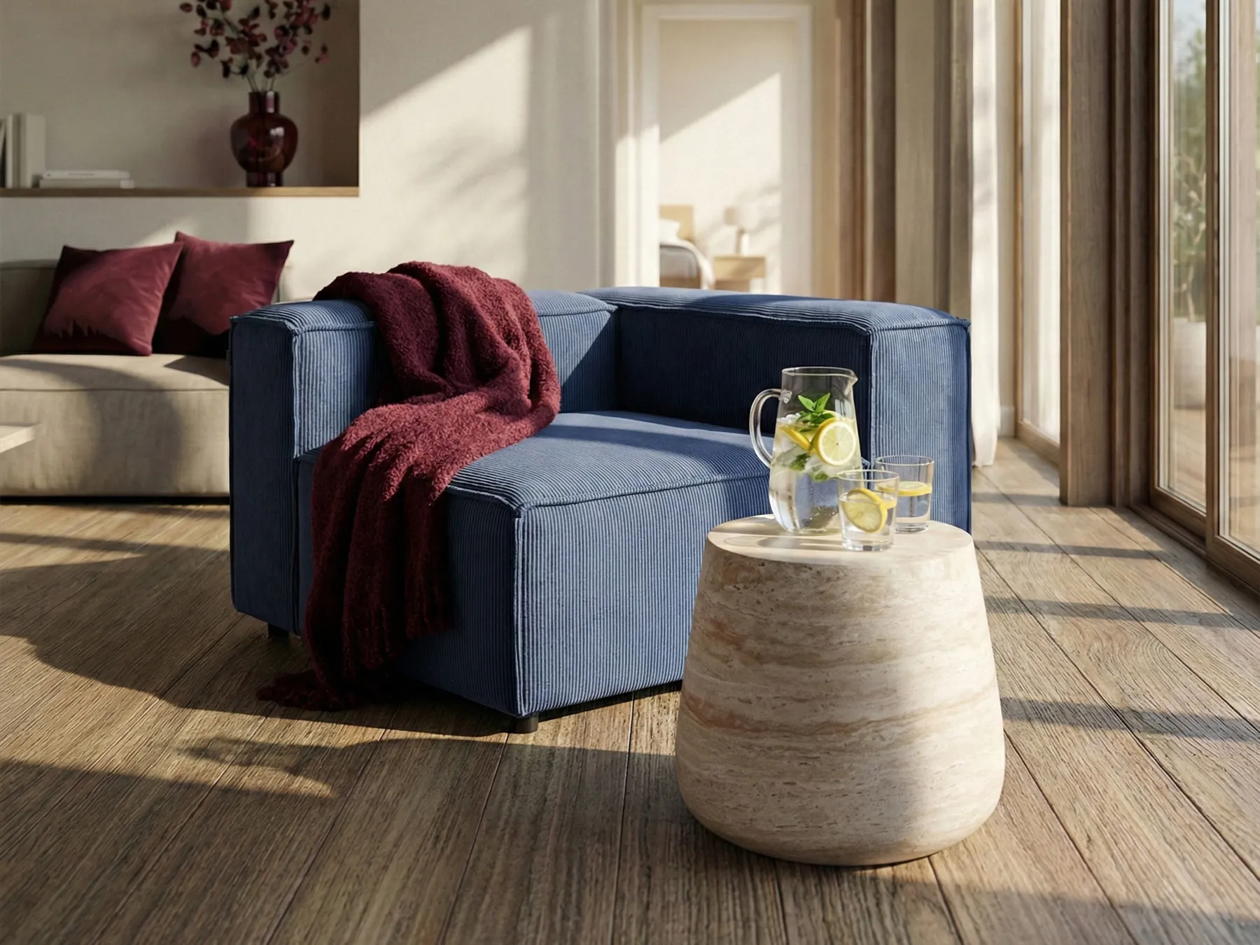 Corner Seat ARDAL Corduroy Dark Blue Left Hand_1048725
