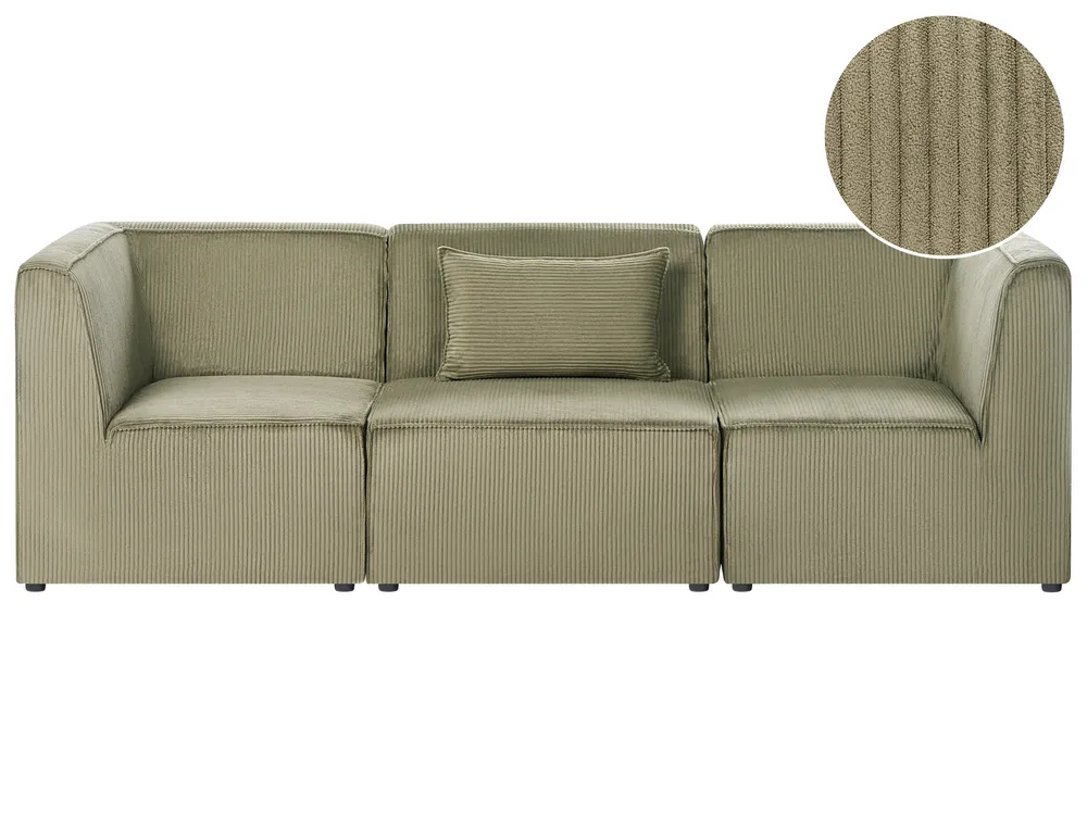 Sofa modułowa dla 3 osób LEMVIG Sztruks Zielony