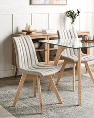 Set of 2 Dining Chairs CALGARY Fabric Light Grey_958403