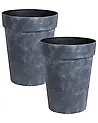 Set of 2 Plant Pots TROLLIUS 41 cm Dark Grey