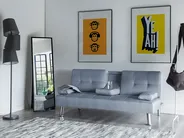 Sofa Bed 3 Seater ROXEN Fabric Light Grey_701993