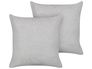 Conjunto de 2 almofadas decorativas em tecido bouclé cinzento 60 x 60 cm LEUZEA