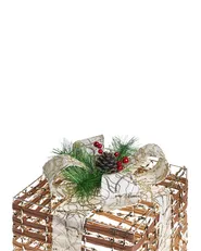Set of 3 Christmas Decorations LED TISSO 20/25/30 cm Christmas Gifts Brown_1025151