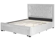 Bett mit Schubladen LIEVIN Samtstoff Hellgrau 160 x 200 cm_858069