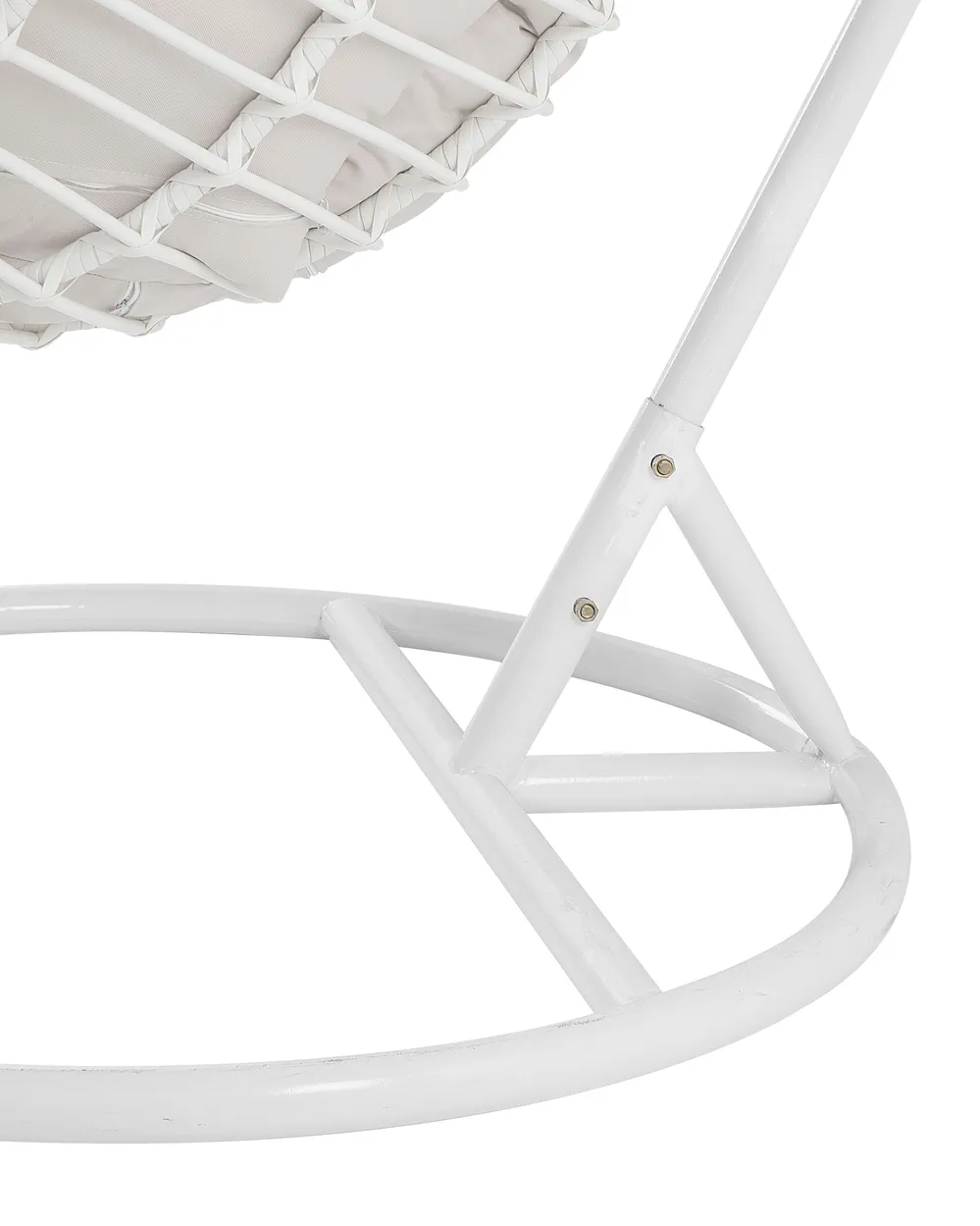Poltrona Sospesa Kideo Palmanova Bianca – Set Completo Con Struttura, Cestino In Rattan Sintetico E Cuscino – Portata 120 Kg