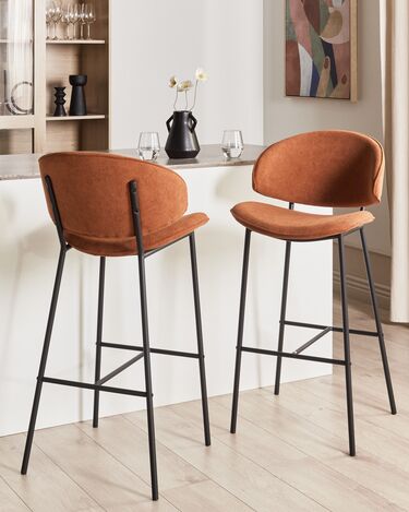 Set of 2 Fabric Bar Chairs Orange KIANA