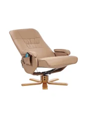 Massage Chair RELAXPRO with Footstool Faux Leather Light Brown_964822