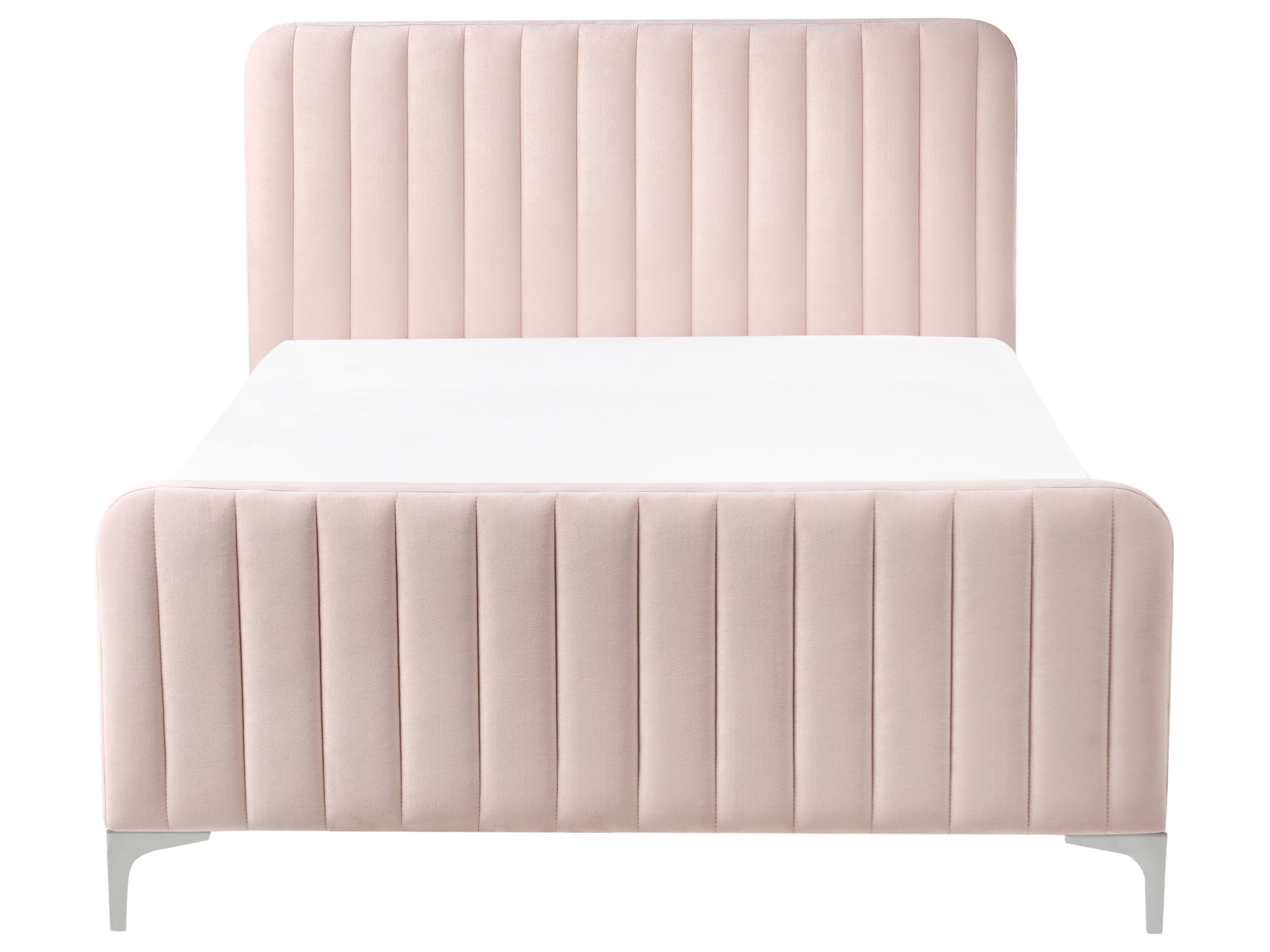 Bed Velvet LUNAN 120 x 200 cm (EU Small Double) Pastel Pink_1025714